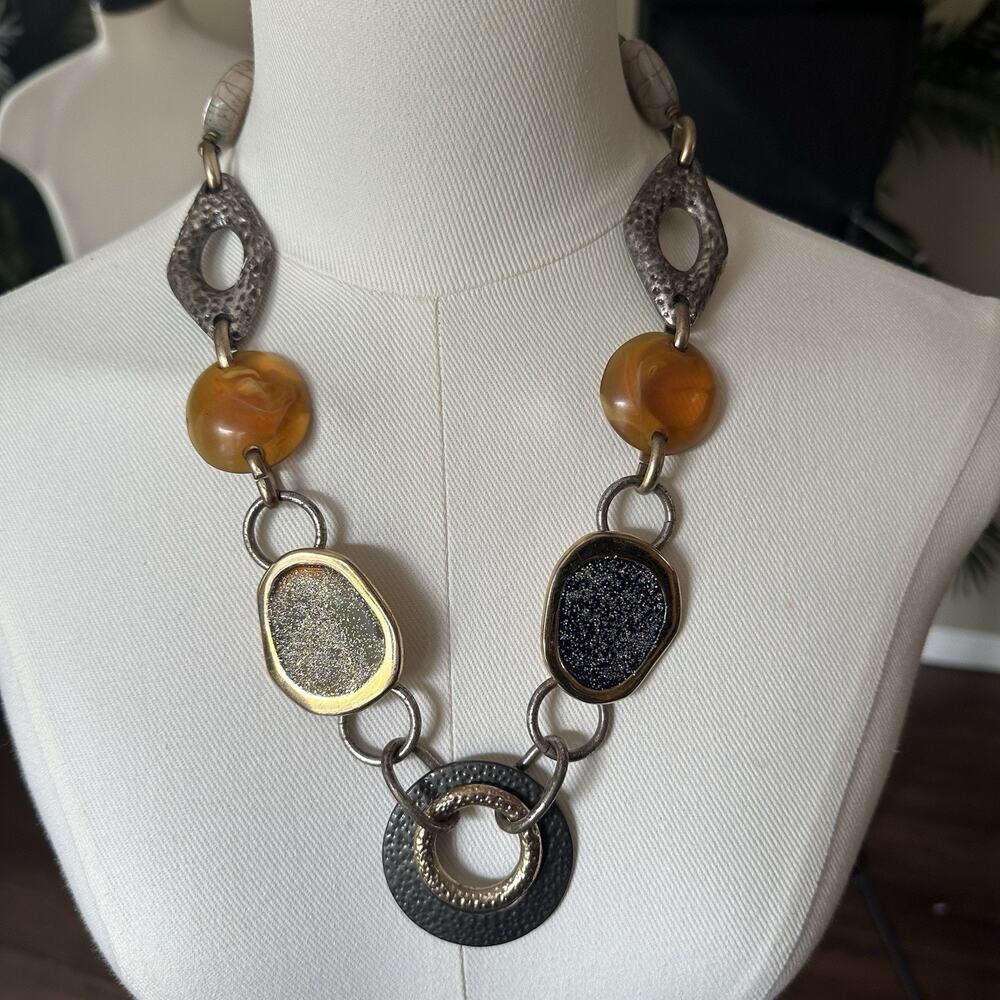Chicos Necklace Chunky Station Statement 22"-24" Y2K